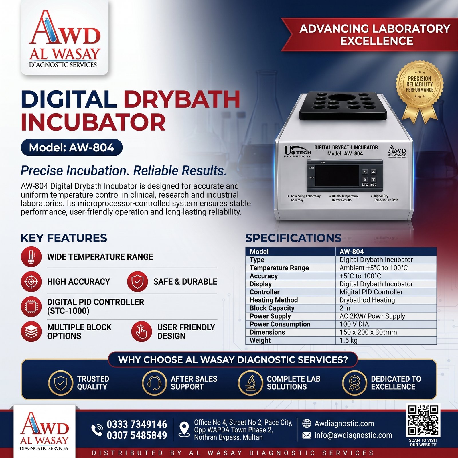 Digital Dry Bath Incubator AW-804